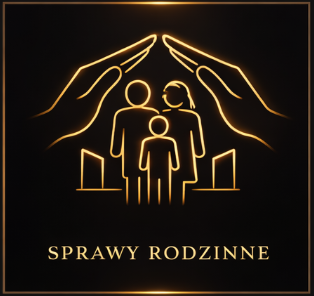Prawo rodzinne ukazane na eleganckiej grafice w czarno-złotej kolorystyce.